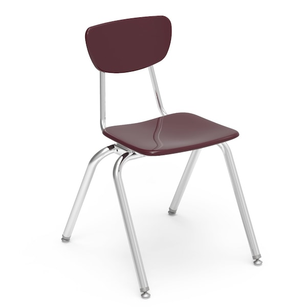 Virco 3000 Series 18" Classroom Chair, 5th Grade - Adult with Nylon Glides - Wine Seat 3018 - main